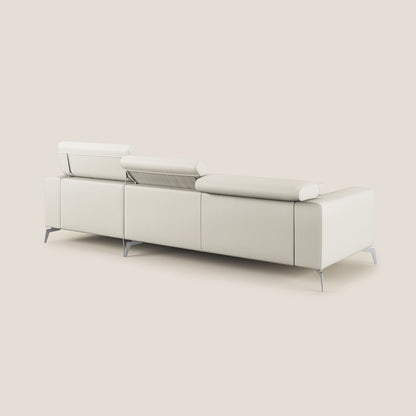 Blade Divano moderno angolare con poggiatesta reclinabili in Ecopelle T04 bianco