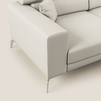Blade Divano moderno angolare con poggiatesta reclinabili in Ecopelle T04 bianco