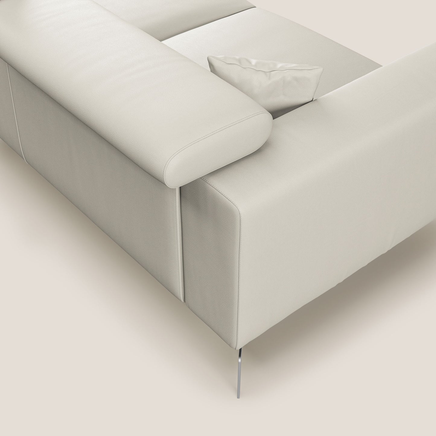 Blade Divano moderno angolare con poggiatesta reclinabili in Ecopelle T04 bianco