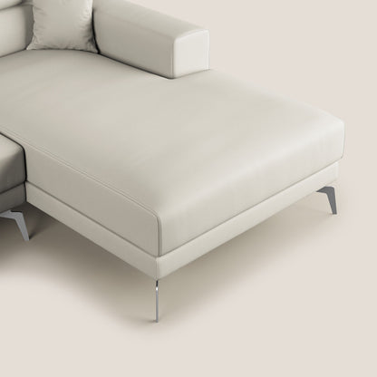 Blade Divano moderno angolare con poggiatesta reclinabili in Ecopelle T04 bianco