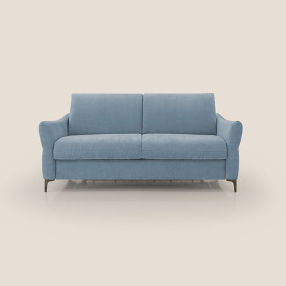 Dalia divano letto con materasso H18 cm e piedi alti in raffinato tessuto smacchiabile T17 carta da zucchero