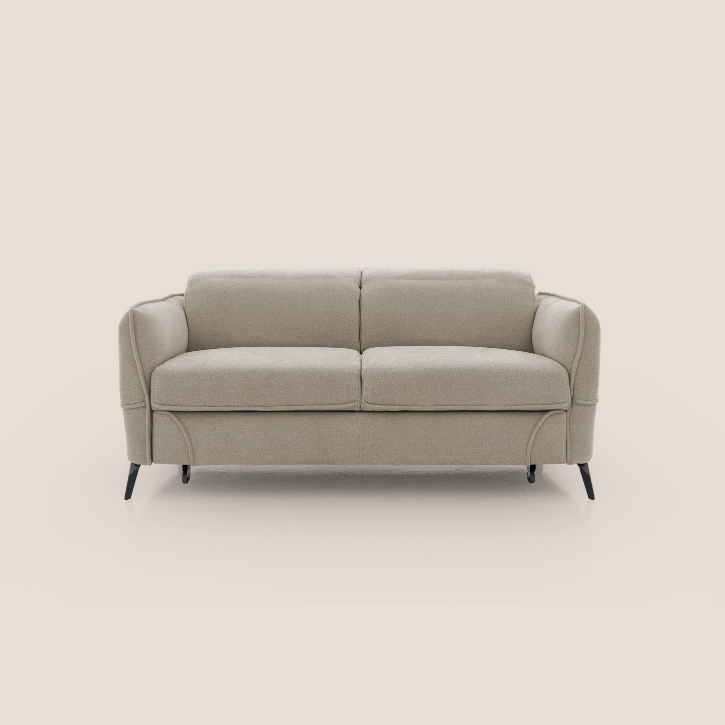 Bloom Divano con poggiapiedi estraibile piedini alti e poggiatesta reclinabili in tessuto bouclé impermeabile T07 beige