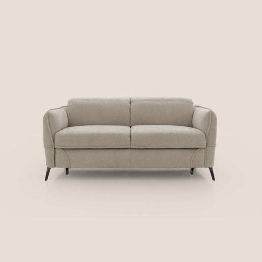 Bloom Divano con poggiapiedi estraibile piedini alti e poggiatesta reclinabili in tessuto bouclé impermeabile T07 beige