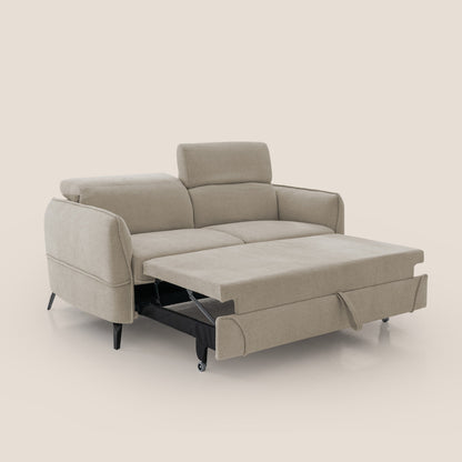 Bloom Divano con poggiapiedi estraibile piedini alti e poggiatesta reclinabili in tessuto bouclé impermeabile T07 beige