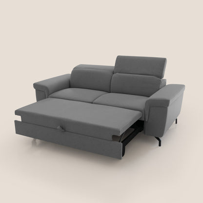 Aisha Divano con poggiapiedi estraibile piedini alti e poggiatesta reclinabili in tessuto Smacchiabile T05 antracite