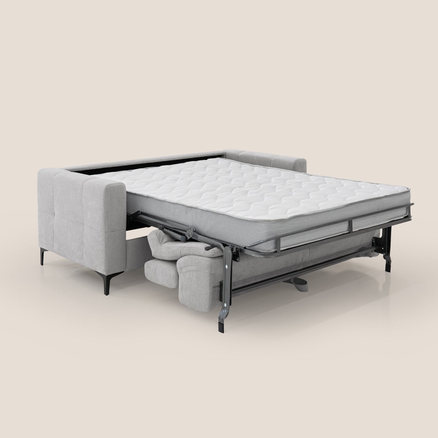 Gardenia divano letto materasso alto 18 cm con poggiatesta reclinabili e rivestimento impermeabile T02 grigio chiaro