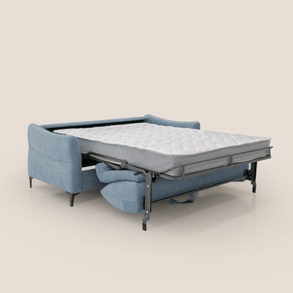 Dalia divano letto con materasso H18 cm e piedi alti in raffinato tessuto smacchiabile T17 carta da zucchero