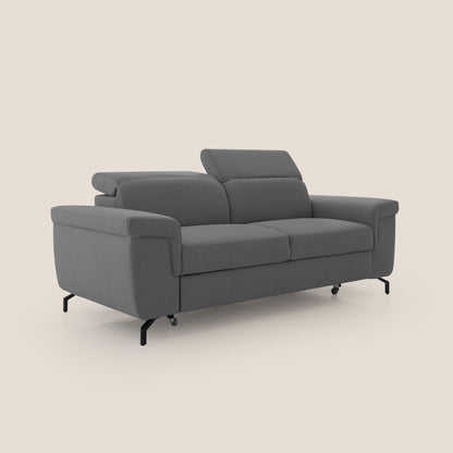 Aisha Divano con poggiapiedi estraibile piedini alti e poggiatesta reclinabili in tessuto Smacchiabile T05 antracite