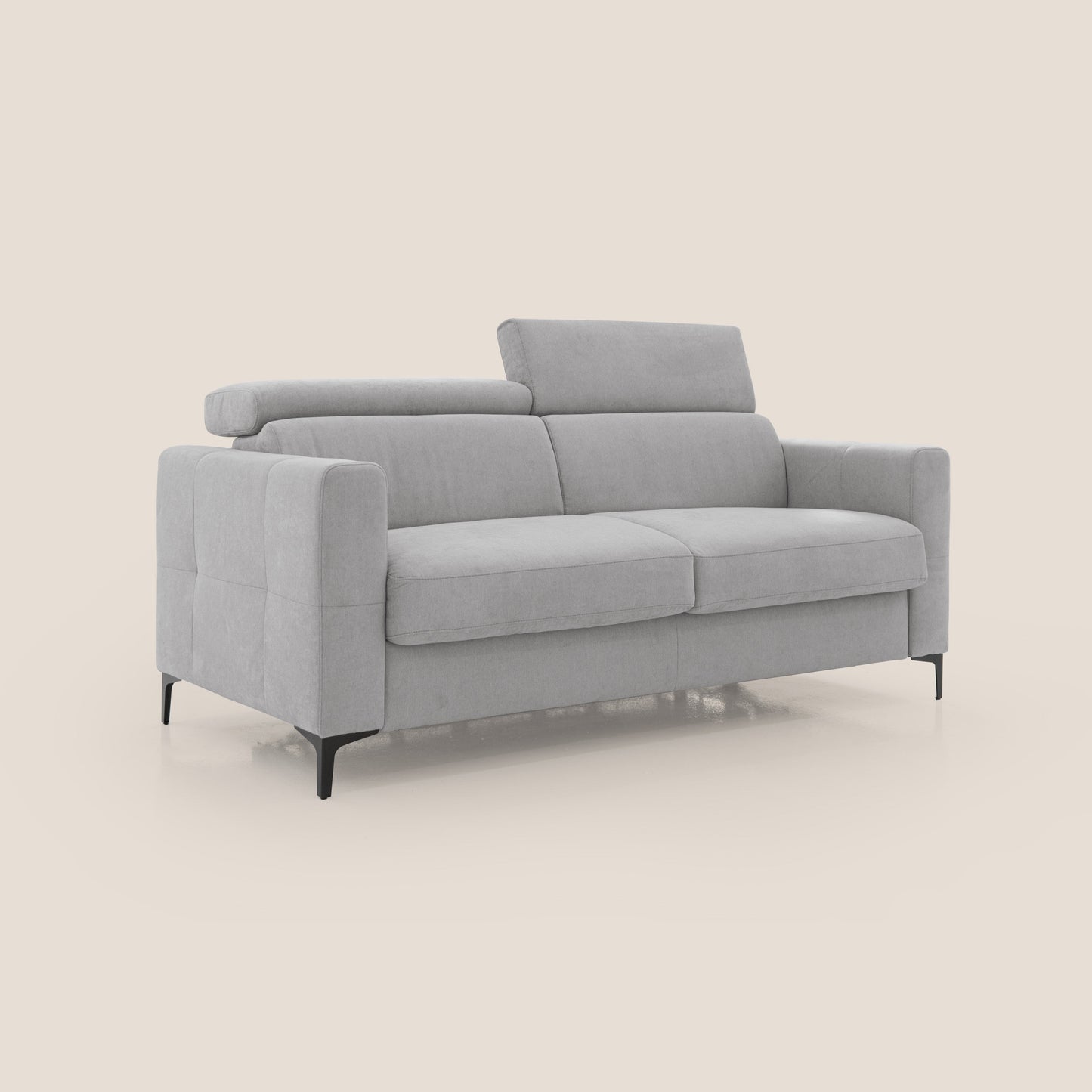 Gardenia divano letto materasso alto 18 cm con poggiatesta reclinabili e rivestimento impermeabile T02 grigio chiaro