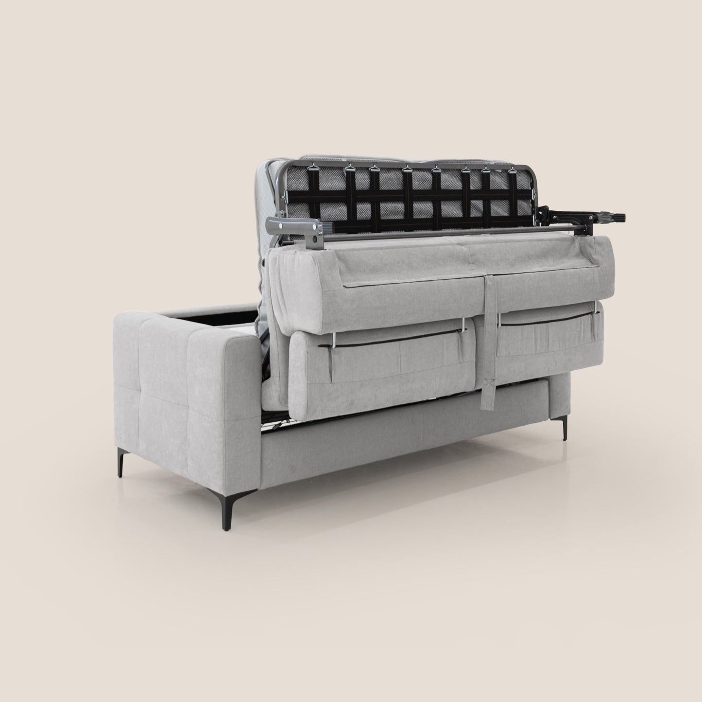 Gardenia divano letto materasso alto 18 cm con poggiatesta reclinabili e rivestimento impermeabile T02 grigio chiaro