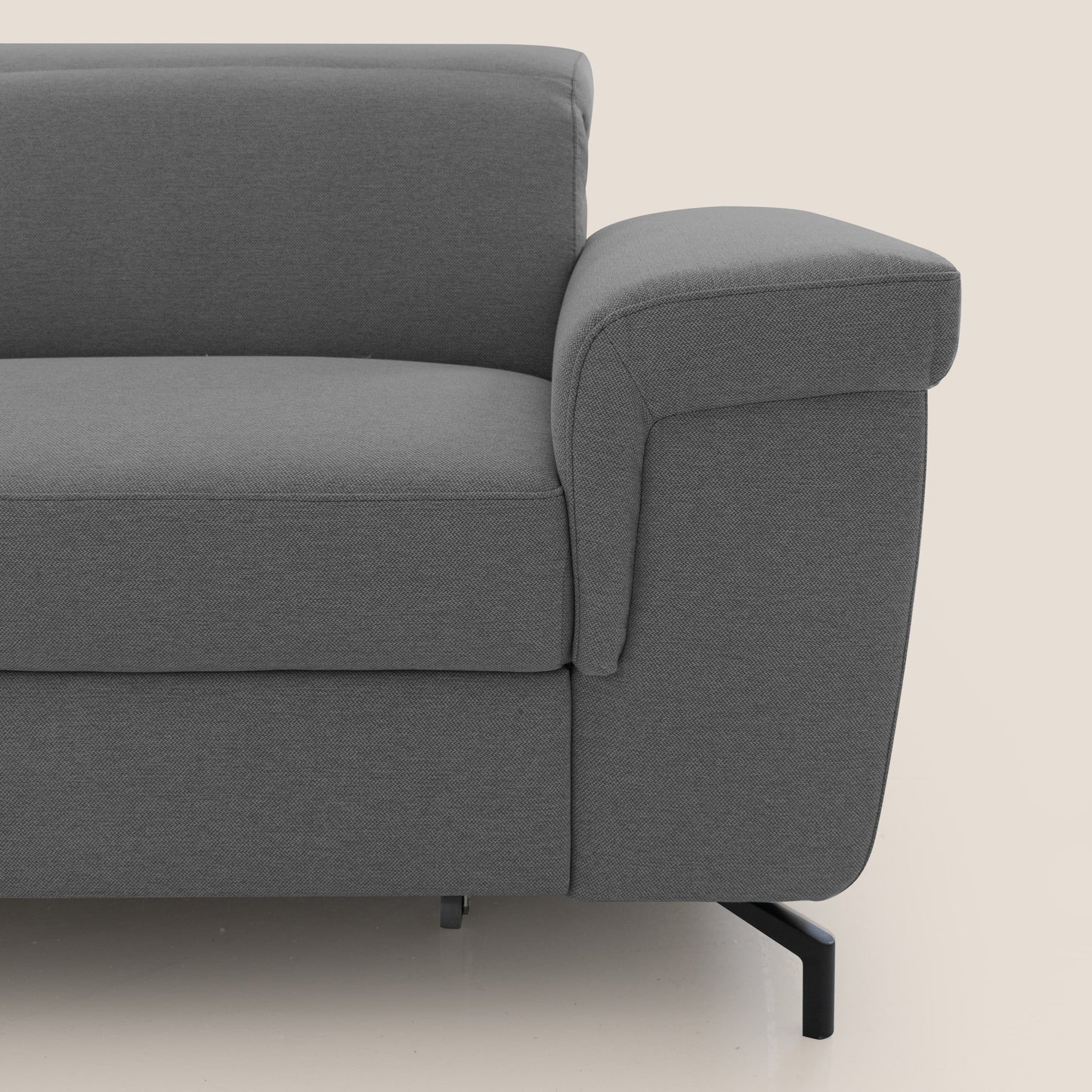 Aisha Divano con poggiapiedi estraibile piedini alti e poggiatesta reclinabili in tessuto Smacchiabile T05 antracite