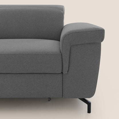 Aisha Divano con poggiapiedi estraibile piedini alti e poggiatesta reclinabili in tessuto Smacchiabile T05 antracite