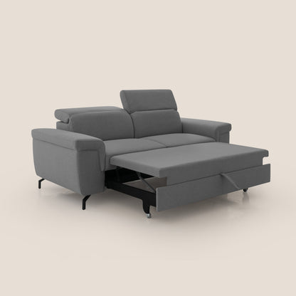 Aisha Divano con poggiapiedi estraibile piedini alti e poggiatesta reclinabili in tessuto Smacchiabile T05 antracite