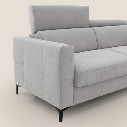 Gardenia divano letto materasso alto 18 cm con poggiatesta reclinabili e rivestimento impermeabile T02 grigio chiaro