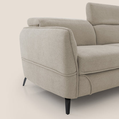 Bloom Divano con poggiapiedi estraibile piedini alti e poggiatesta reclinabili in tessuto bouclé impermeabile T07 beige