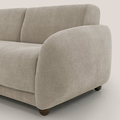 Giglio divano letto scandinavo japandi con materasso H18 cm in tessuto Bouclé impermeabile T07 beige