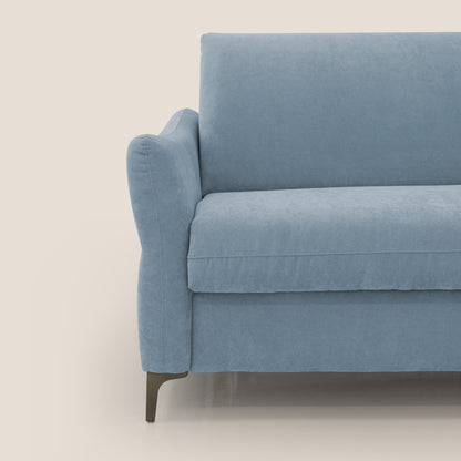 Dalia divano letto con materasso H18 cm e piedi alti in raffinato tessuto smacchiabile T17 carta da zucchero