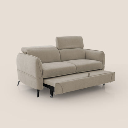 Bloom Divano con poggiapiedi estraibile piedini alti e poggiatesta reclinabili in tessuto bouclé impermeabile T07 beige