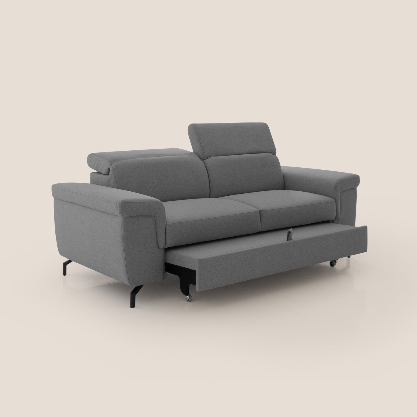 Aisha Divano con poggiapiedi estraibile piedini alti e poggiatesta reclinabili in tessuto Smacchiabile T05 antracite