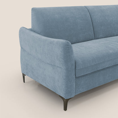Dalia divano letto con materasso H18 cm e piedi alti in raffinato tessuto smacchiabile T17 carta da zucchero