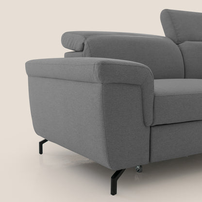 Aisha Divano con poggiapiedi estraibile piedini alti e poggiatesta reclinabili in tessuto Smacchiabile T05 antracite