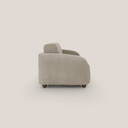 Giglio divano letto scandinavo japandi con materasso H18 cm in tessuto Bouclé impermeabile T07 beige