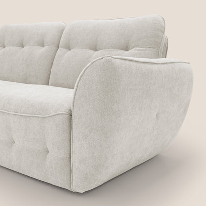 Cerbero divano angolare con pouf mobile in morbido bouclé impermeabile T07 bianco