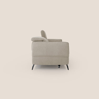 Bloom Divano con poggiapiedi estraibile piedini alti e poggiatesta reclinabili in tessuto bouclé impermeabile T07 beige