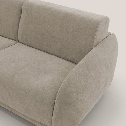 Giglio divano letto scandinavo japandi con materasso H18 cm in tessuto Bouclé impermeabile T07 beige