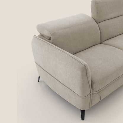 Bloom Divano con poggiapiedi estraibile piedini alti e poggiatesta reclinabili in tessuto bouclé impermeabile T07 beige