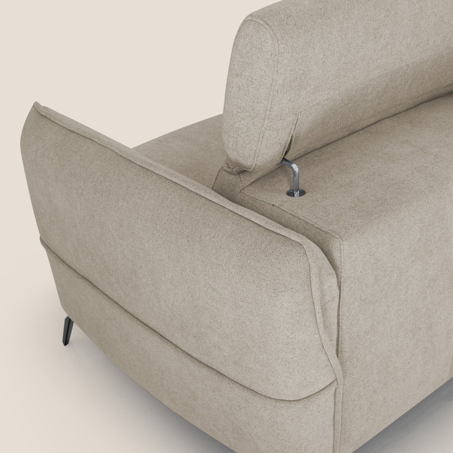 Bloom Divano con poggiapiedi estraibile piedini alti e poggiatesta reclinabili in tessuto bouclé impermeabile T07 beige