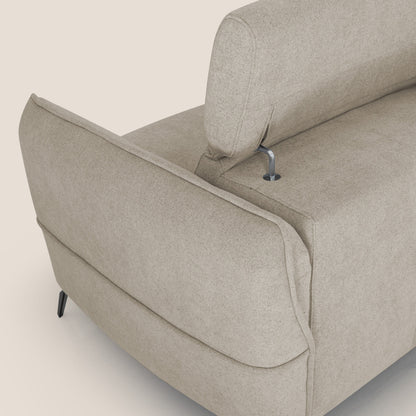 Bloom Divano con poggiapiedi estraibile piedini alti e poggiatesta reclinabili in tessuto bouclé impermeabile T07 beige