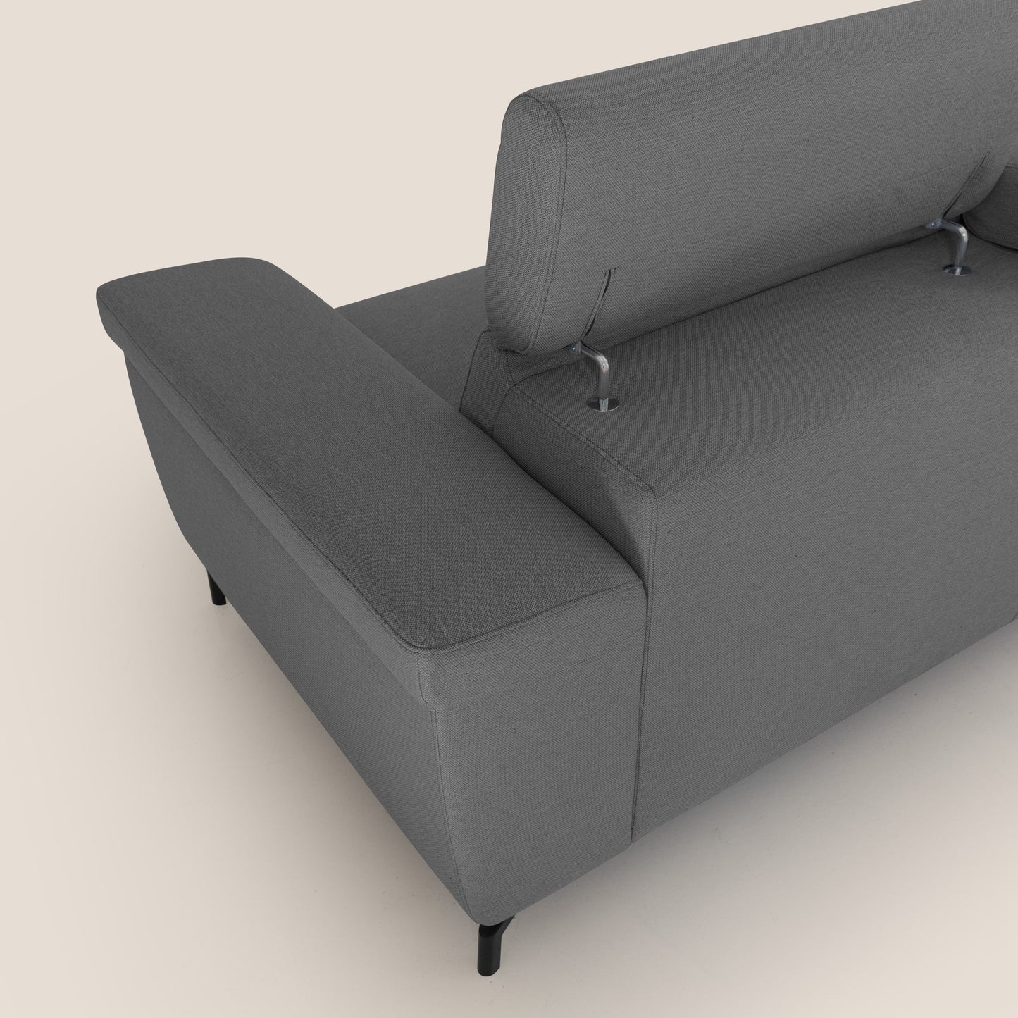 Aisha Divano con poggiapiedi estraibile piedini alti e poggiatesta reclinabili in tessuto Smacchiabile T05 antracite