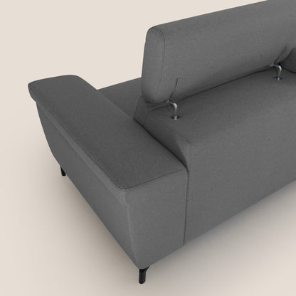 Aisha Divano con poggiapiedi estraibile piedini alti e poggiatesta reclinabili in tessuto Smacchiabile T05 antracite