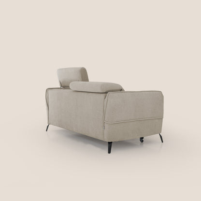 Bloom Divano con poggiapiedi estraibile piedini alti e poggiatesta reclinabili in tessuto bouclé impermeabile T07 beige