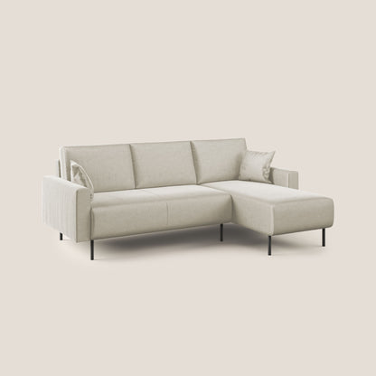 Arthur divano moderno angolare in velluto morbido impermeabile T01 panna