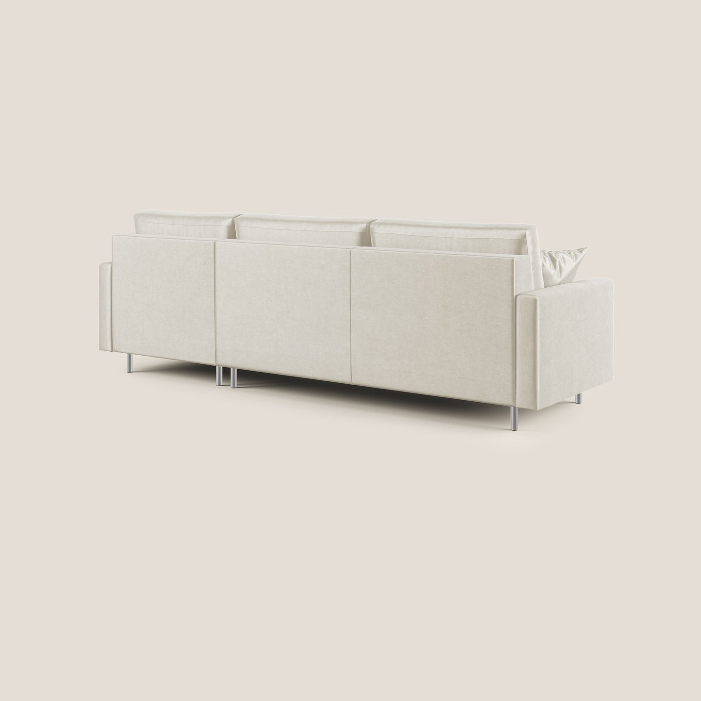 Andromeda divano letto angolare in velluto morbido impermeabile T01 panna