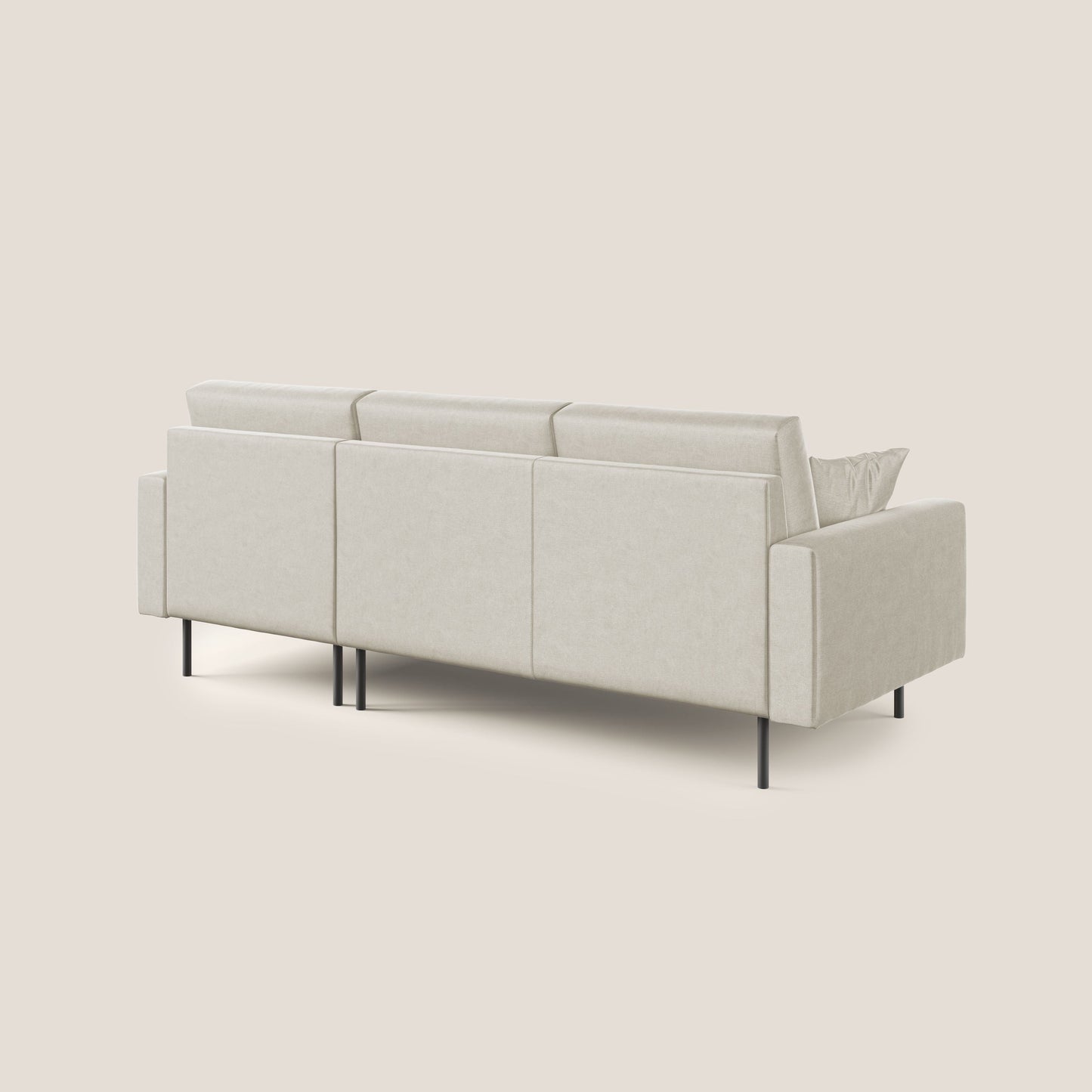 Arthur divano moderno angolare in velluto morbido impermeabile T01 panna