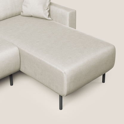 Arthur divano moderno angolare in velluto morbido impermeabile T01 panna