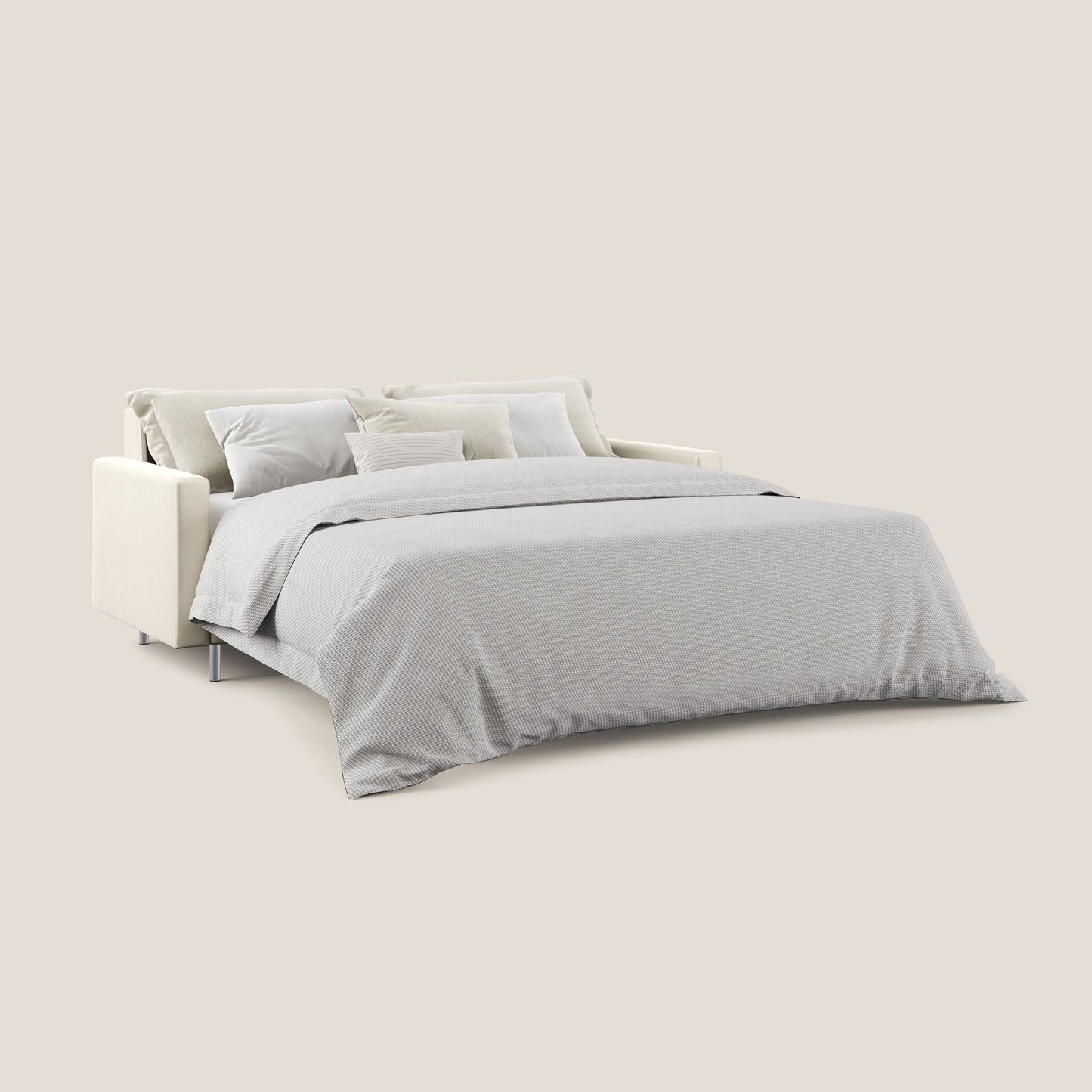 Andromeda divano letto matrimoniale in velluto morbido impermeabile T01 panna