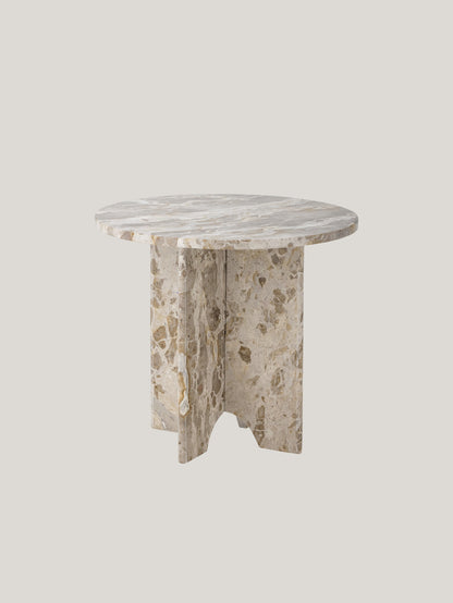 Tavolino Jasmia in marmo marrone rotondo