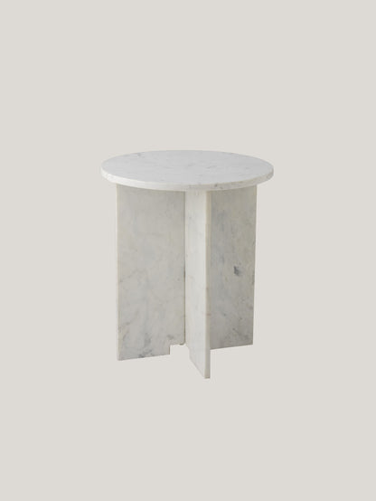 Jasmia tavolino tondo in marmo bianco