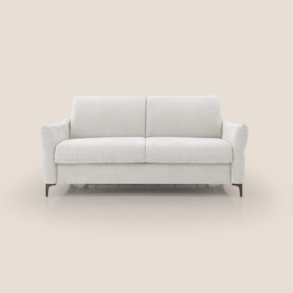 Dalia divano letto con materasso H18 cm e piedi alti in raffinato tessuto smacchiabile T17 bianco