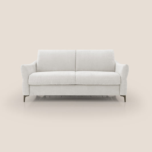 Dalia divano letto con materasso H18 cm e piedi alti in raffinato tessuto smacchiabile T17 bianco