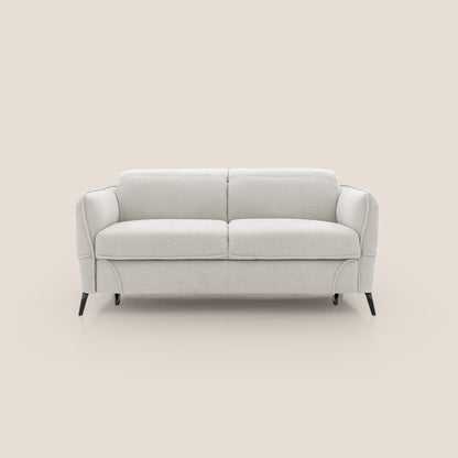 Bloom Divano con poggiapiedi estraibile piedini alti e poggiatesta reclinabili in tessuto bouclé impermeabile T07 bianco