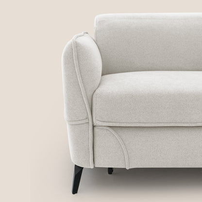 Bloom Divano con poggiapiedi estraibile piedini alti e poggiatesta reclinabili in tessuto bouclé impermeabile T07 bianco