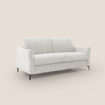 Dalia divano letto con materasso H18 cm e piedi alti in raffinato tessuto smacchiabile T17 bianco