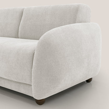 Giglio divano letto scandinavo japandi con materasso H18 cm in tessuto Bouclé impermeabile T07 bianco