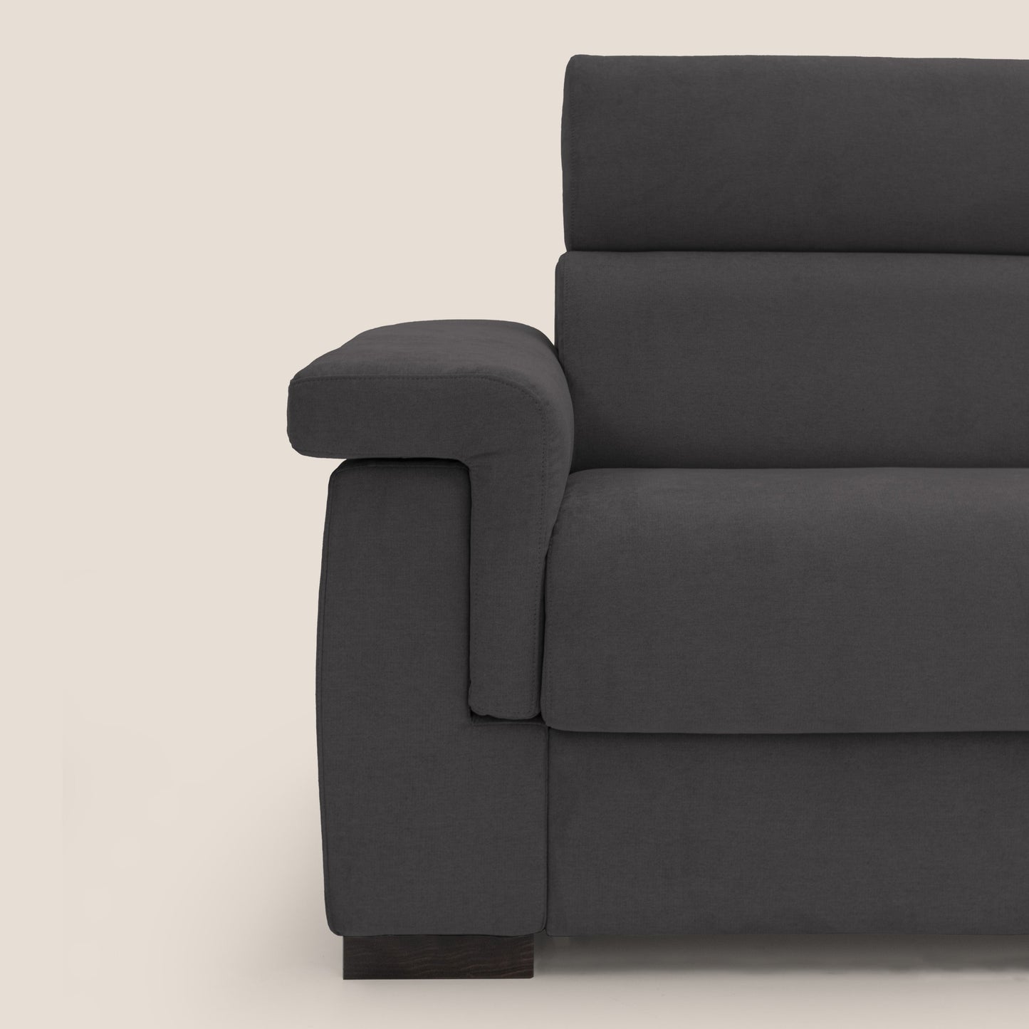 Bjorn divano letto sfoderabile con materasso H18 cm e poggiatesta reclinabili in tessuto impermeabile T02 nero