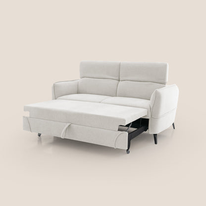 Bloom Divano con poggiapiedi estraibile piedini alti e poggiatesta reclinabili in tessuto bouclé impermeabile T07 bianco